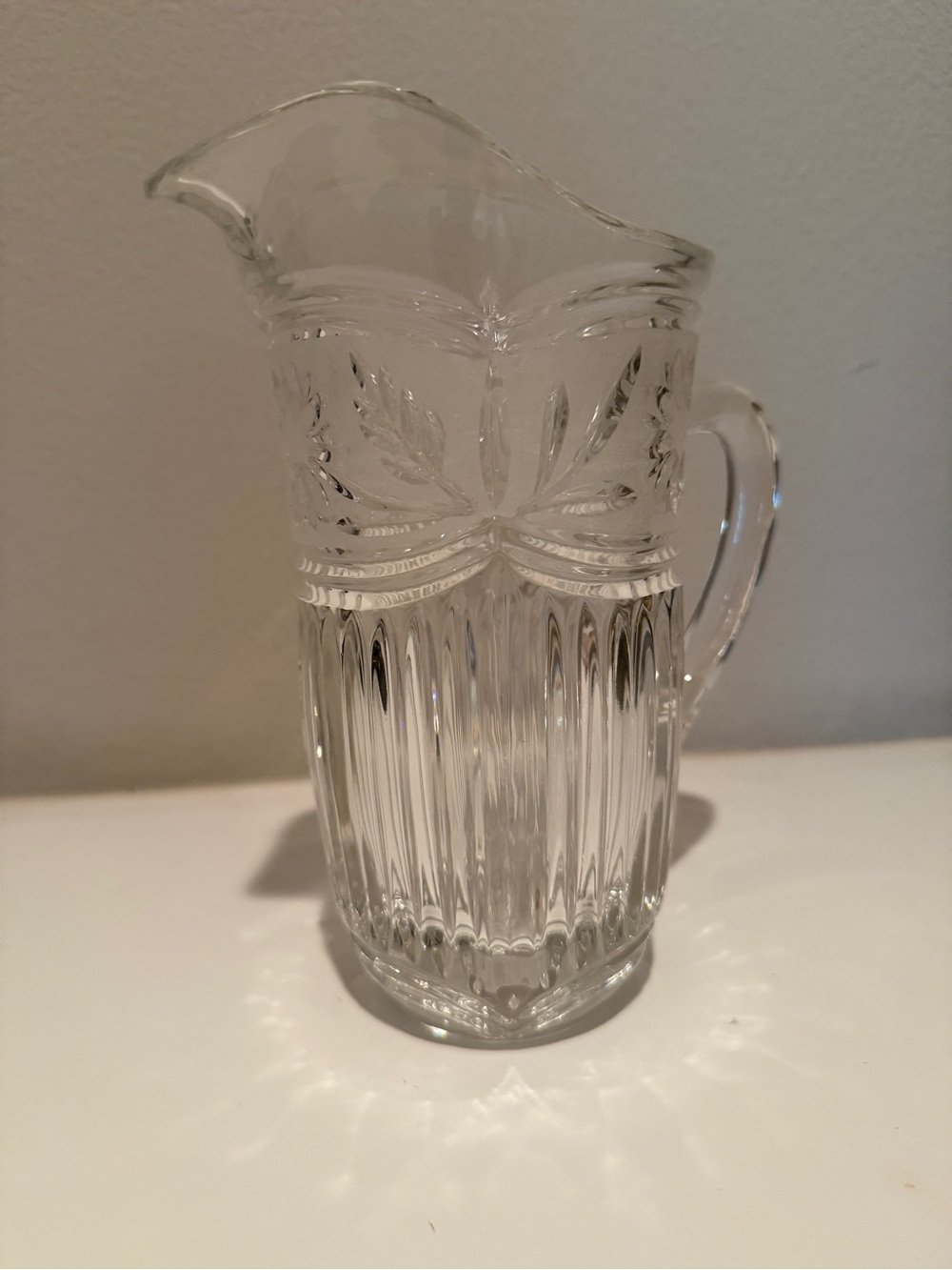Vintage Zaječar Yugoslavia 24% Lead Crystal Pitcher - Hand-Cut Floral